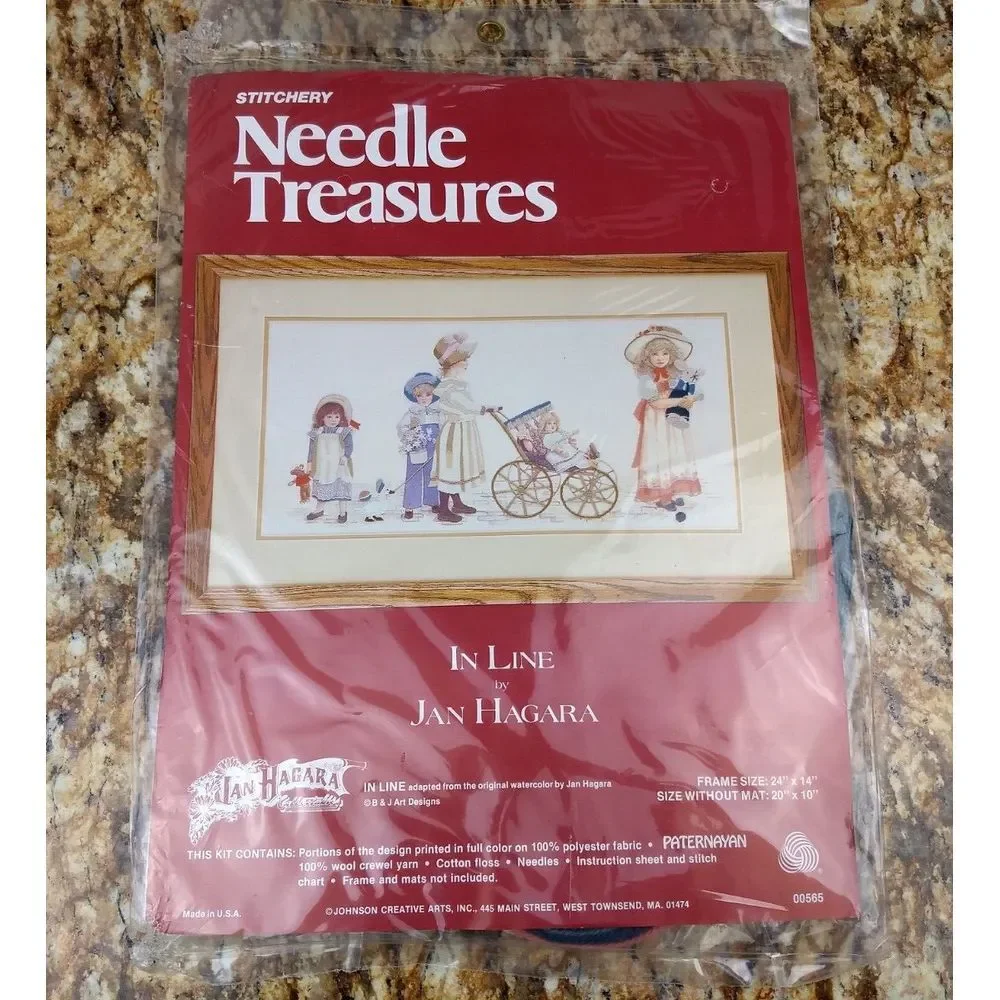 NEEDLE TREASURES Embroidery Crewel Stitchery Kit Jan Hagara‎ IN LINE Vintage NOS